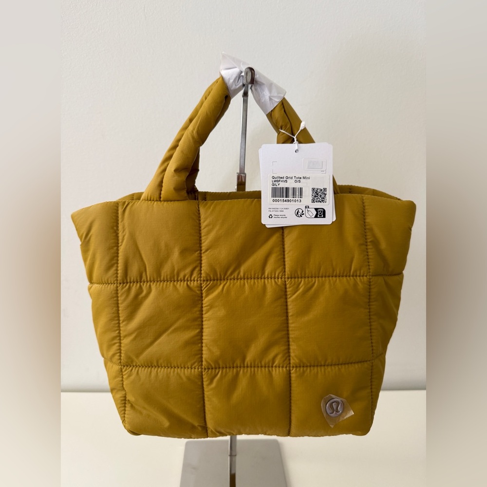 New LULULEMON Quilted Grid Tote Mini Handbag Bag 5L Gilded Yellow
